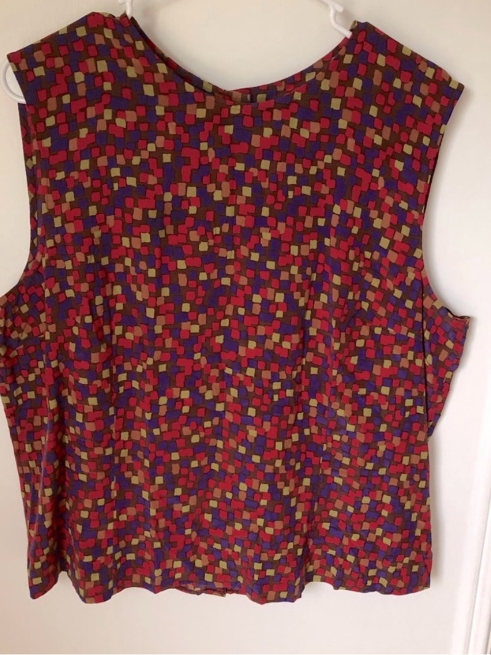 Vintage City Silk Geometric Multicolor Sleeveless Tank Top XL